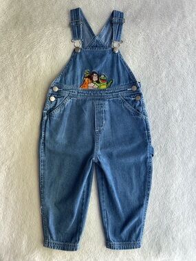 VTG Rainforest Cafe Kids Embroidered Denim Overalls Vintage 90s Y2K XS